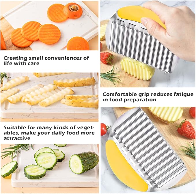 JAYVAR Large Crinkle Cutter, Stainless Steel Vegetable Wavy Chopper