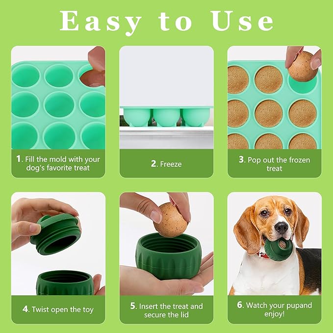 9Cavities Silicone Dog Treat Mold for Woof Pupsicle & Power Chewer Pupsicle, Frozen Dog Treat Molds for Making Refill Treats 25-75lbs (Large)
