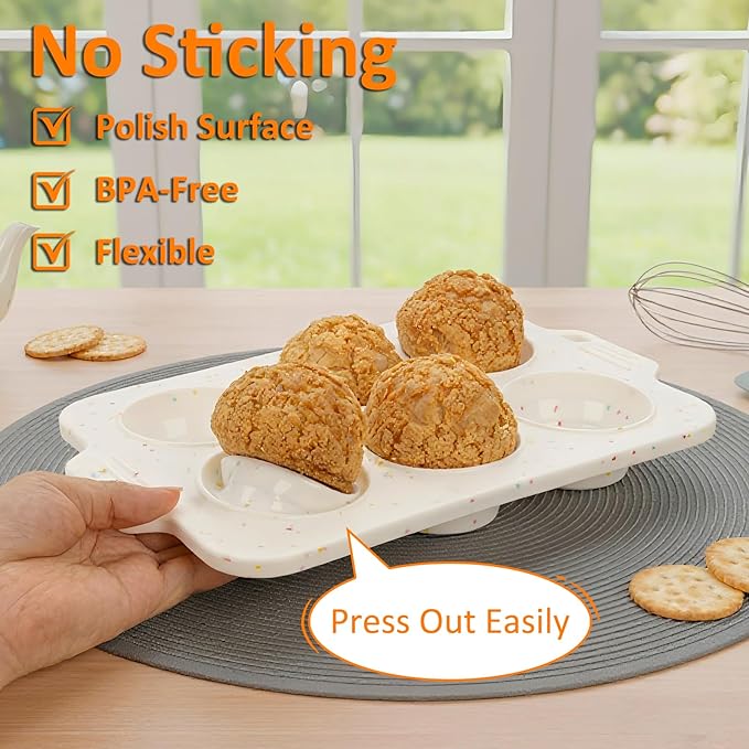 Silicone Muffin Pan for Baking, Collapsible Muffin Pan with Metal Reinforced Frame, Silicone Molds for Baking, Non-Stick & BPA-Free, Oven Safe Cupcake Pan, Regular Size 6-CUP Non-Toxic (2 Pack)