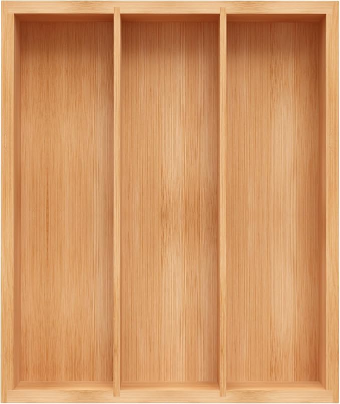 Unibambou Bamboo Silverware Drawer Tray, Kitchen Flatware Cutlery Organizer