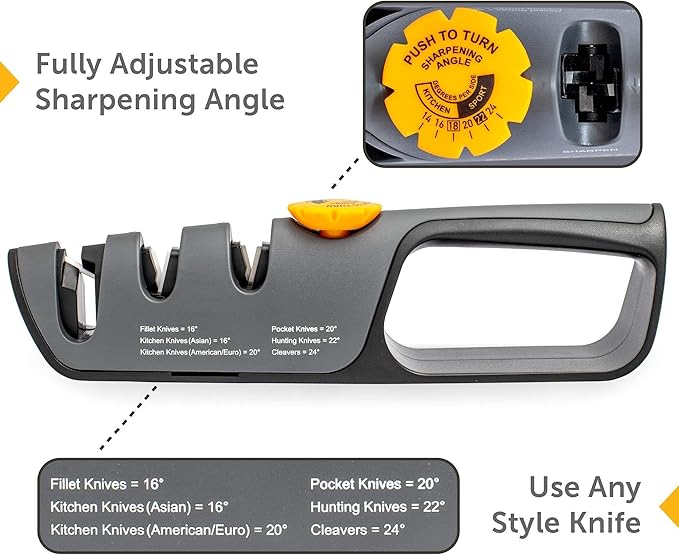 RazorSharp™ Knife & Scissor Sharpener | Adjustable 14-24 Degree Angle Guide