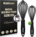 Eddeas Mini Silicone Whisk, Small Silicone Whisk 7+9in, BPA free Non Scratch Coated Protect your Ceramic Pots and Pan.Perfect for Whisking, Beating, Mixing.Black