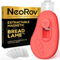 NeoRov Extractable & Magnetic Bread Lame Dough Scoring Tool - Professional Sourdough Scoring Tool - Sourdough Bread Baking & Bread Scoring Tool - Scoring Patterns booklet & 5 Razor Blades (Red)