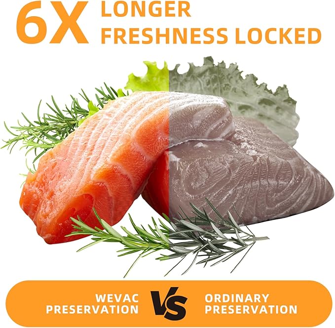 Wevac Vacuum Sealer Bags for Food 8x16 6 Rolls, Fit Food Saver Machines