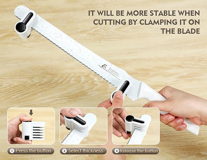 CoquusAid Upgrade Bread Knife for Homemade Bread, World‘s 1st Double Serrated Knife for Crusty Sourdough, 11.6 Inch Stainless Steel Bread Slicer, Professional Sourdough Cutter, Ideal Gift, White