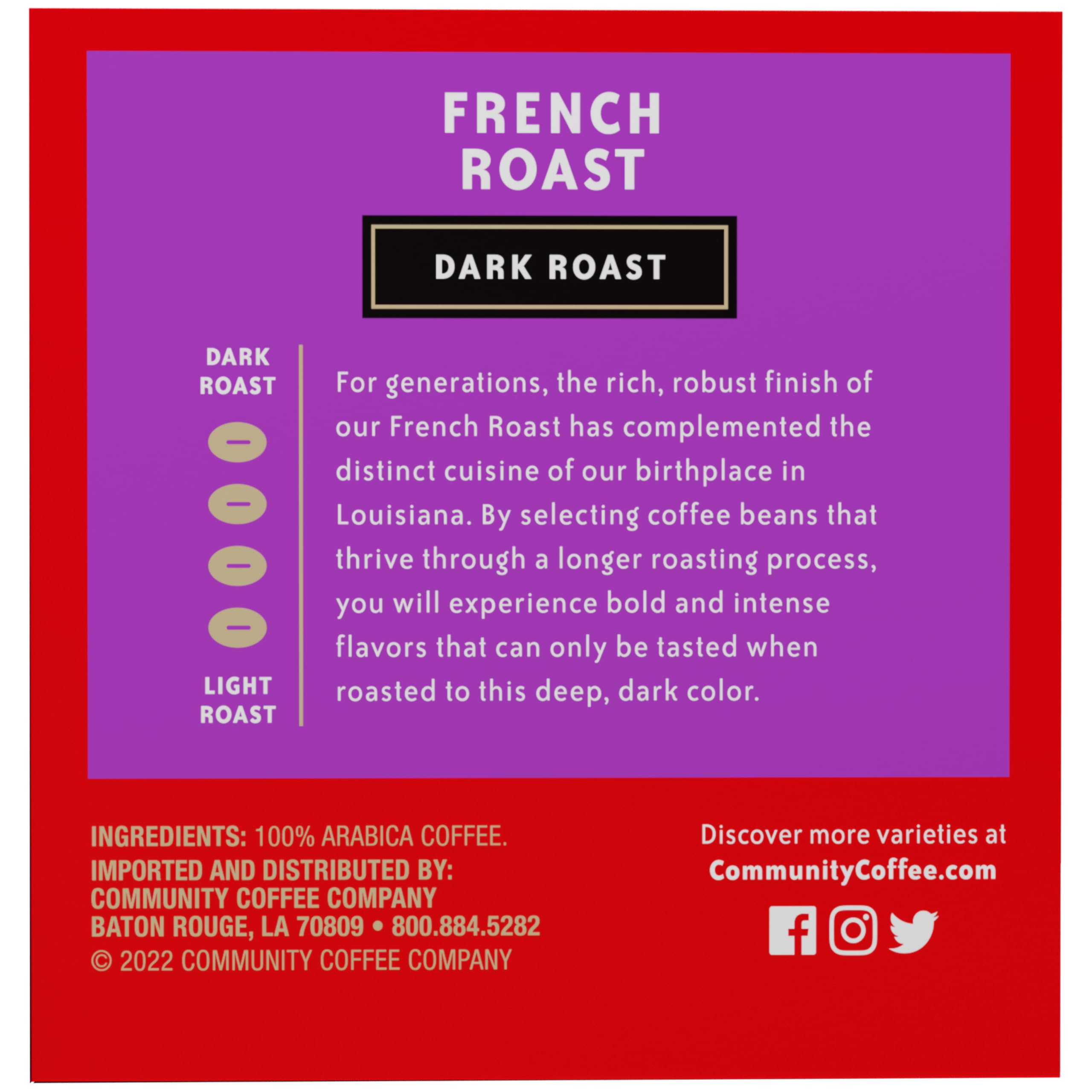 Community Coffee French Roast 72 Count Coffee Pods, Extra Dark Roast, Compatible with Keurig 2.0 K-Cup Brewers, 12 Count (Pack of 6)