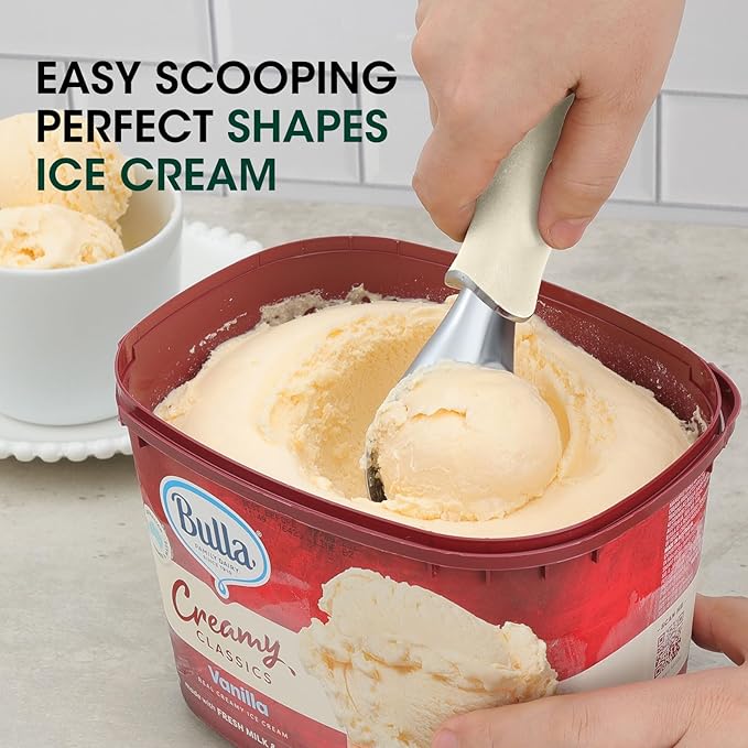 Beneno Premium Heavy Duty Ice Cream Scoop with Ergonomic Grip Handle, Cream