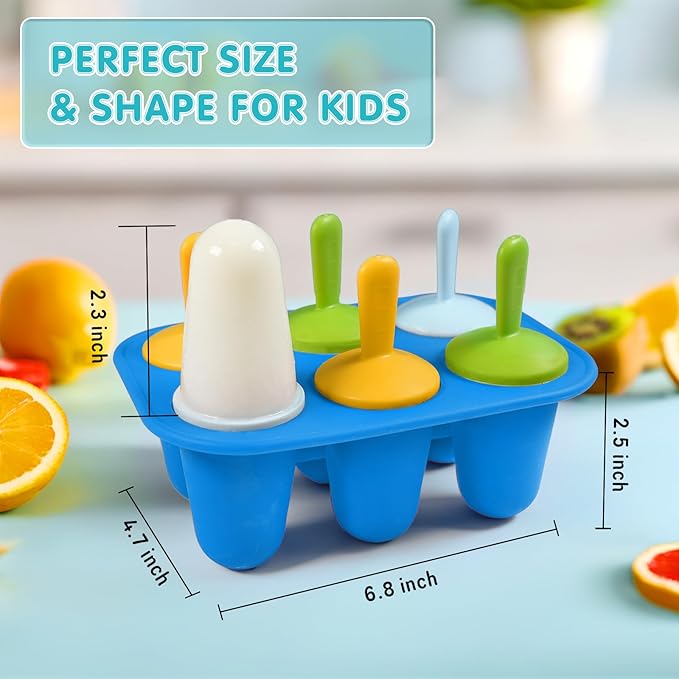 Silicone Popsicle Molds for Toddlers, 6-Cavity Mini Popsicle Molds