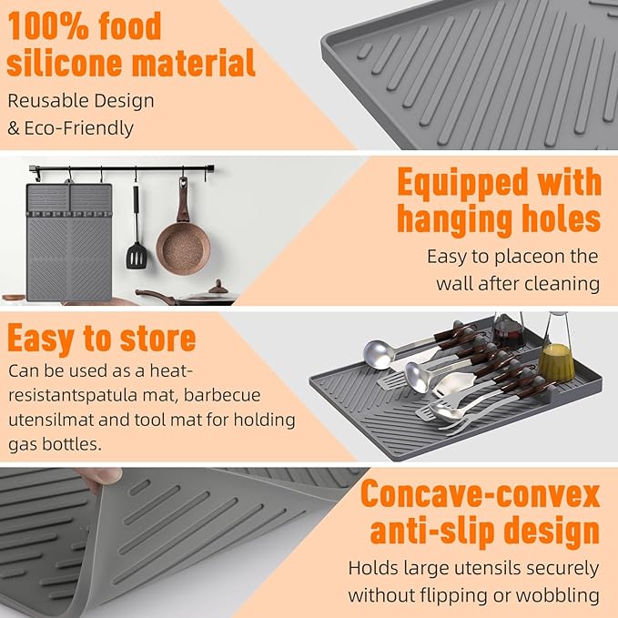 Silicone Grill Mat Compatible with Blackstone, Grey