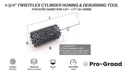 1-3/4” 320 Silicon Carbide TwistFlex Cylinder Hone 42-45mm