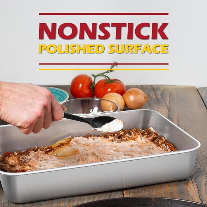 Leonyo Focaccia Bread Pan with Lid, 10.5x 8x 2 Inch Deep Cake Pan Sheet