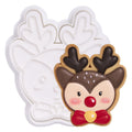 Flycalf Christmas Cookie Cutters Reindeer with Plunger Stamps Holiday PLA Baking Accessories Cutter Molds Gifts Decorative Party 3.5" Kitchen Cake Supplies