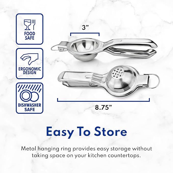 New Star Foodservice 43280 Commercial-Grade Stainless Steel Lemon Squeezer, Heavy Duty Citrus Juicer Press, Silver