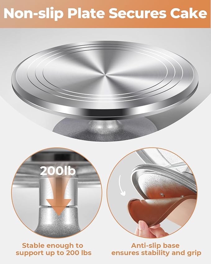 Kootek Aluminum Cake Stand Turntable for Party, Base Giratoria Para Pastele
