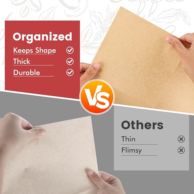 Phyyixs Pre-Folded Unbleached Cone Coffee Filters – Premium Thick Paper, Compatible with Pour-Over Coffee Makers (240 Filters)