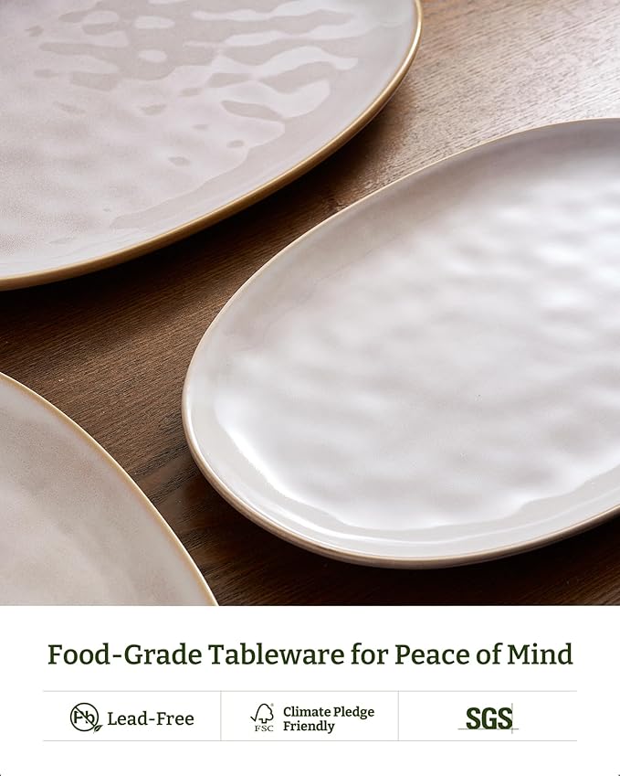 famiware Serving Platters Set of 3 Sizes - Oval, Cappuccino White