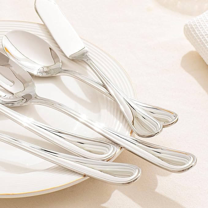 12-Piece Teardrop Serving Utensils Set, 18/10 Stainless Steel Utensils