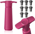 Vacu Vin Original Saver Wine Bottle Stopper – With 8 Vacuum Stoppers – Preserver Wine Stopper with Pump for Red or White Wine – Wine Accessories to Keep Wine Fresh – Airtight Seal Stoppers – Pink
