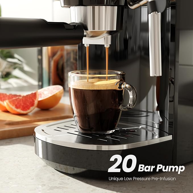 Kismile Stainless Steel 20 Bar Espresso Machine for Home Latte Cappuccino