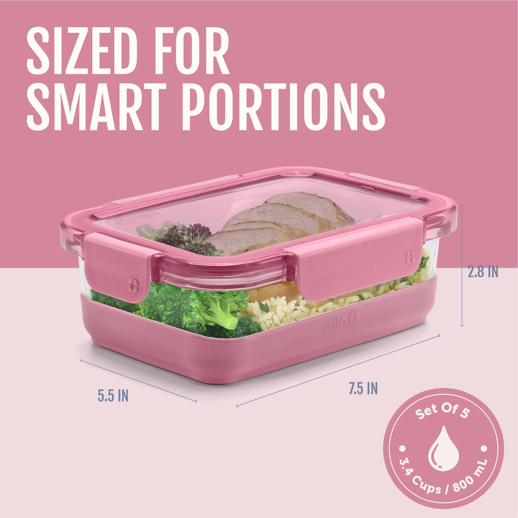 Ello Duraglass Refresh 3.4 Cup Meal Prep Containers, 10 Pc, Dusk Delight