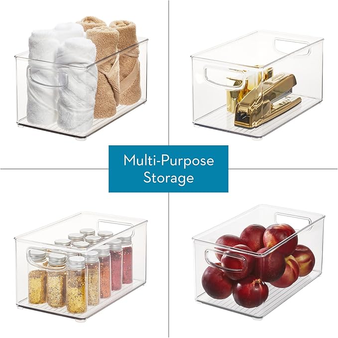 iDesign Stackable Pantry Bins, 2 Small, 2 Medium, and 2 Large Bins, 6 Pack, Clear, Made in USA