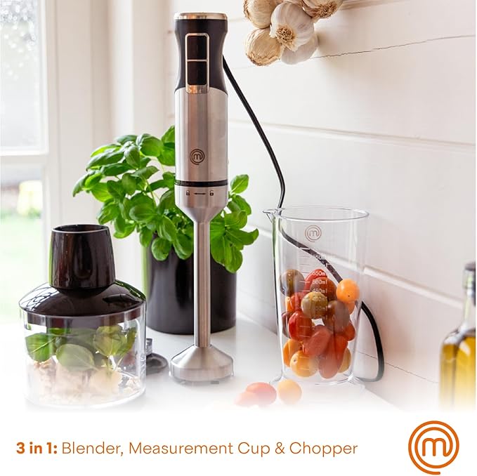 MasterChef Immersion Blender Handheld, Hand Blender 3 in 1 Set, 400W Motor