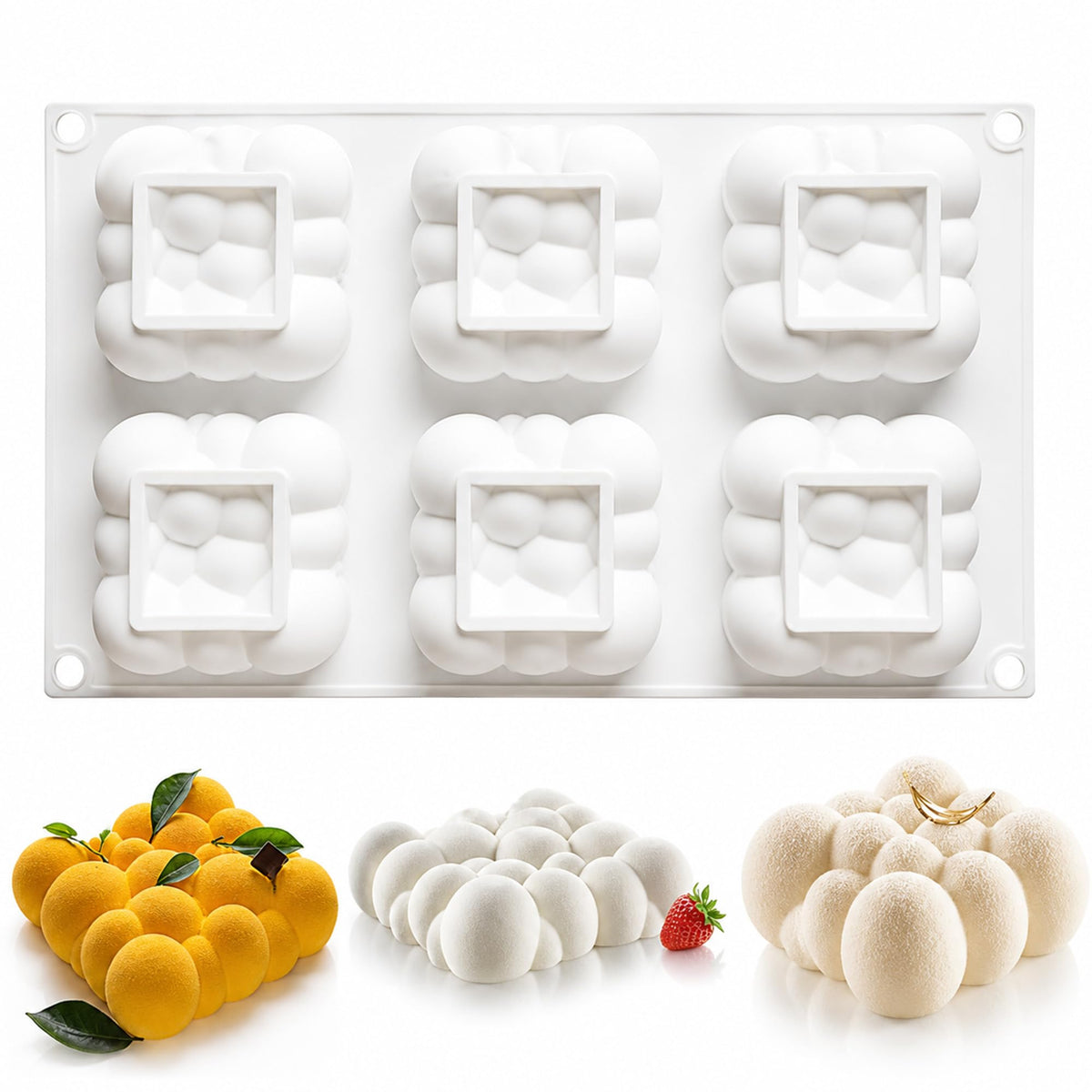 OCPO Kitchen Orange Silicone Mold for Baking Mousse Cake, 8 Cavities