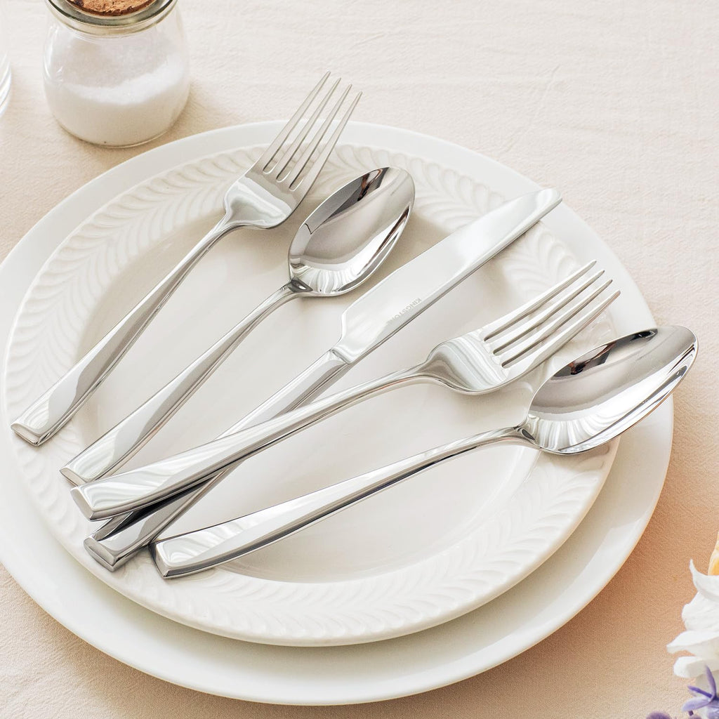 KINGSTONE Mirror Polish Silverware Set for 8, 40-Piece 18/10 Stainless Steel Flatware Set, Dishwasher Safe Cutlery Set for Wedding, Home, Restaurant, Knives Spoons and Forks Set