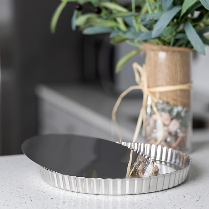 Fox Run Stainless Steel Tart Pan With Removable Bottom 9" Quiche Baking Pan