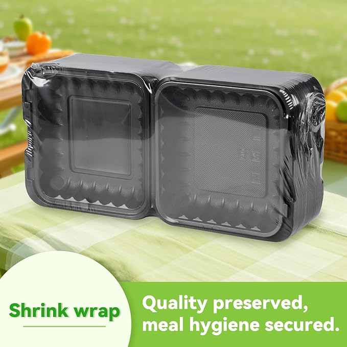 FRESHPAK 55-Pack 8x8 34oz Meal Prep Containers - Shrink Wrap Ready to Use