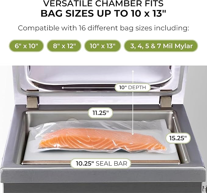 VacMaster VP215 Chamber Vacuum Sealer - Commercial Vacuum Sealer Machine for Food with Oil Pump, 10.25” Seal Bar for 10” x 13” Bags, Food Vacuum Sealer for Sous Vide, Liquids & Food Storage