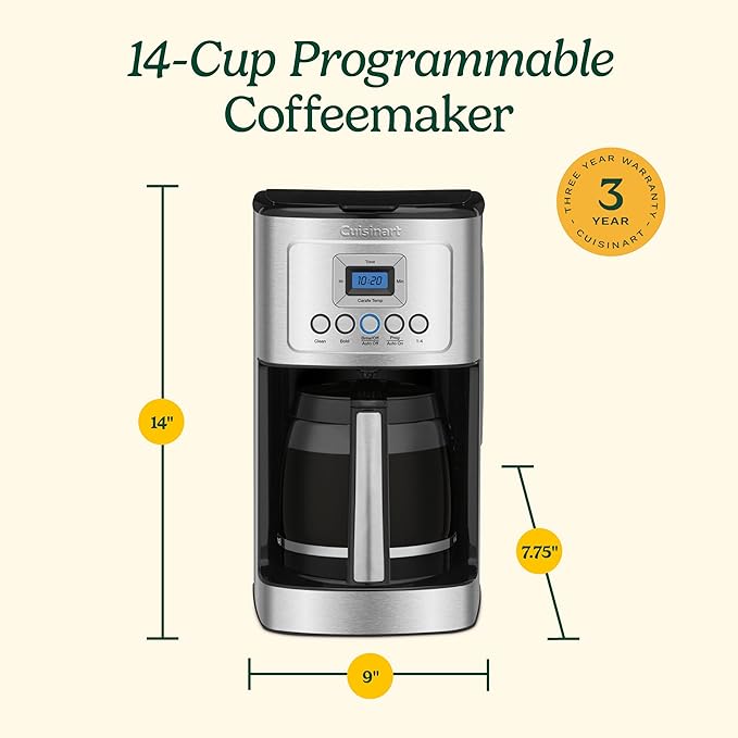 Cuisinart Coffee Maker, Programmable, Stainless Steel, 14-Cup Glass Carafe