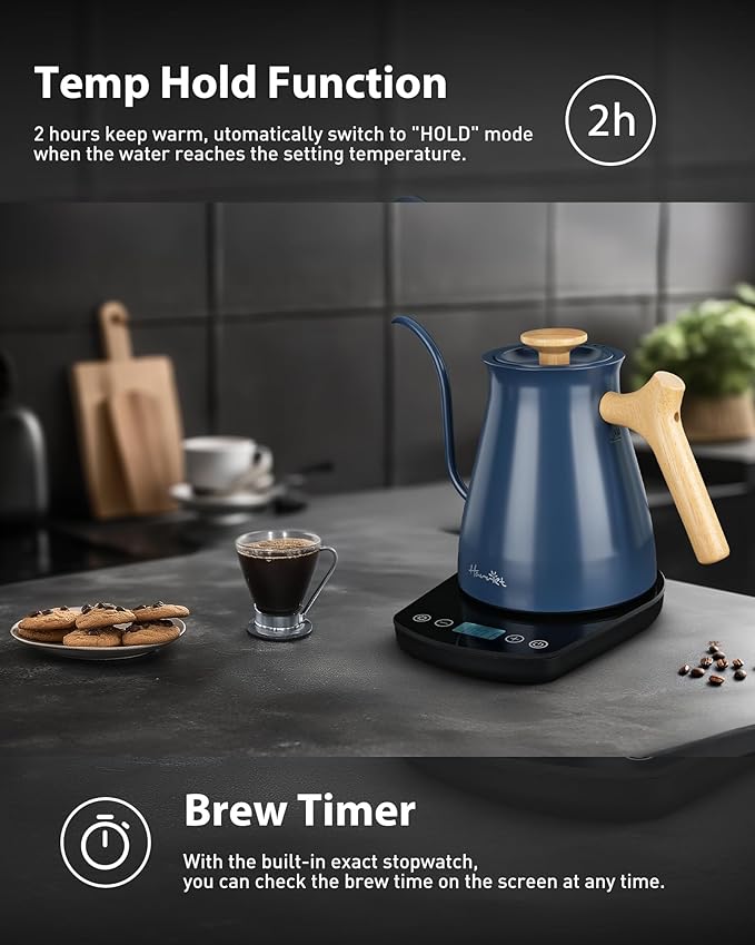 Harriet Gooseneck Electric Kettle, 0.8L, 1°F Control, Brew Timer