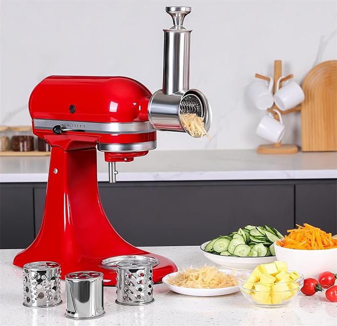 KINGEAGLE Stainless Steel Slicer Shredder Attachment For KitchenAid Mixer, Cheese Grater, Food Slicer, Accessories For KitchenAid, 6.9*5.4 Inch