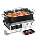 N21NA Pro Slow Cooker 10 Quart, 8-in-1 Programmable PFOA-Free Ceramic Coated Multi-Cooker with Grill Pan, Steaming Plate (Includes Silicone Spoon & Tongs)