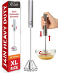 Stainless Steel Push-Down Rotary Egg Beater 14 Inch Hand Whisk Eggs & Milk