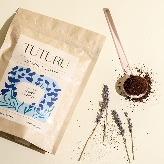 Organic Lavender Ground Coffee | Real Lavender Flower | Medium Roast, Organic Flavored Coffee | Smooth Low-Acid | Perfect for Drip, Pour Over or Cold Brew | 8 oz, 22 Servings