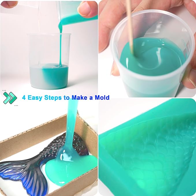 BBDINO Super Elastic Liquid Silicone Mold Making Kit 8A Jade Green 4.4 Lbs