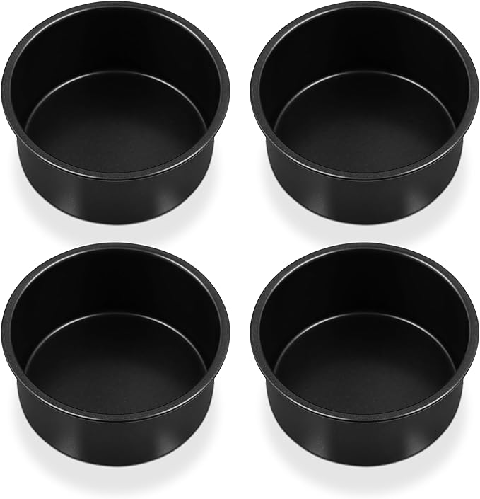 P&P CHEF 4 Inch Cake Pan Set, Non-stick Baking Pans for Cake, 4Pcs