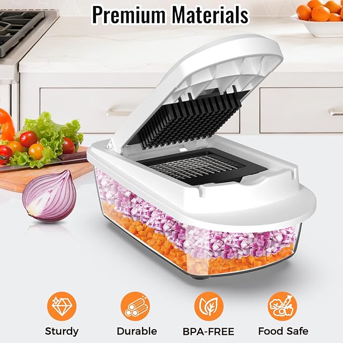 Ukeetap 8-Blade Cook Tool & Gadget Sets, Chopper Slicer Grater Set, White
