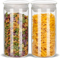 ZENS Glass Canisters with Airtight Lids, Set of 2 50oz Tall Storage Jars