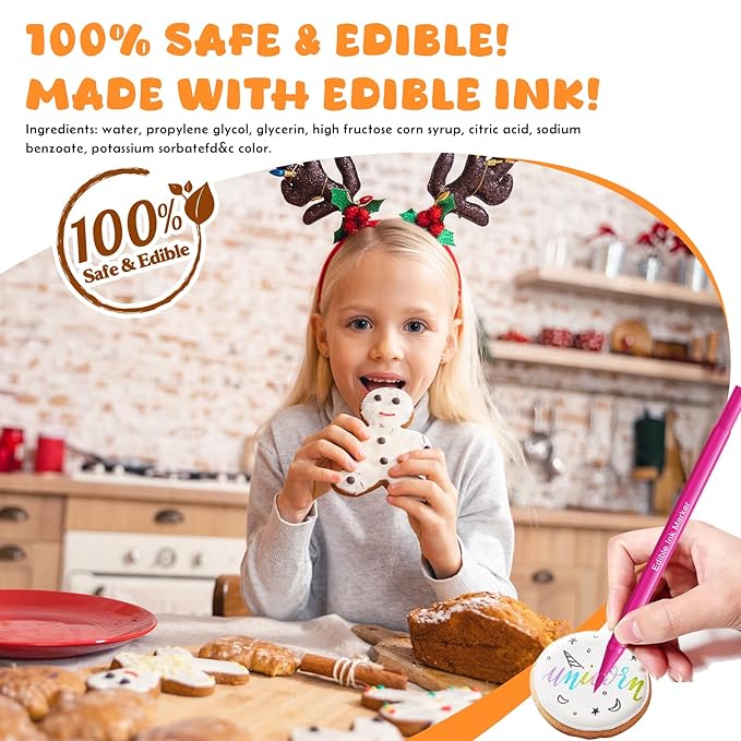Jewem Edible Markers Food Coloring Pens 14Pcs Double Sided 0.5mm Tip