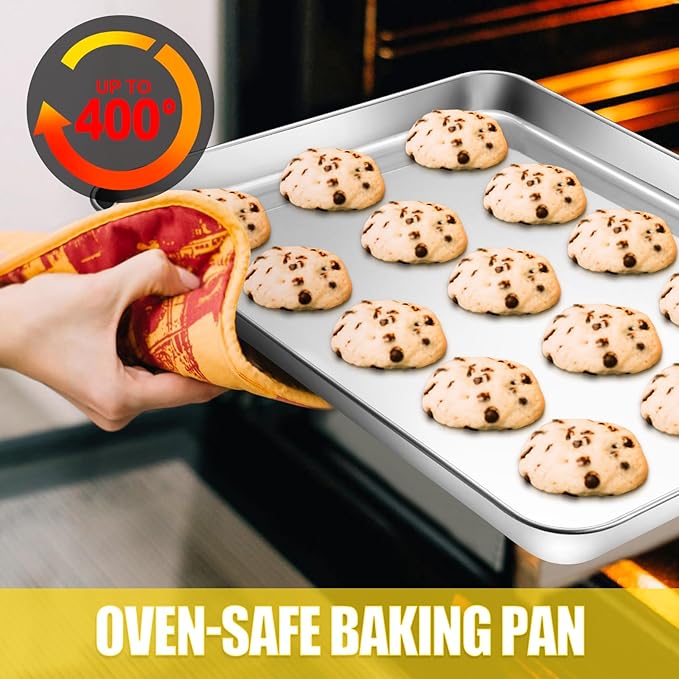 Terlulu Baking Sheet, Cookie Sheet, Stainless Steel Baking Pan, 2 Piece-19.6''x 13.8'' x 1.2'', Large Sheet Pan for Oven, Baking Tray for Baking&Roasting, Nonstick&Nontoxic&Easy Clean