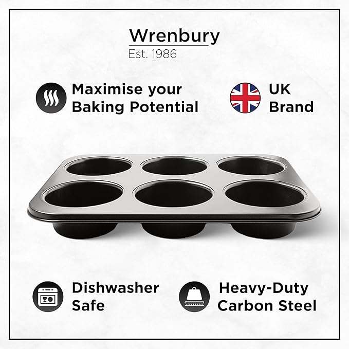 Wrenbury Jumbo Muffin Pan 4" Cup - Nonstick XL Deep Muffin Pan for Baking