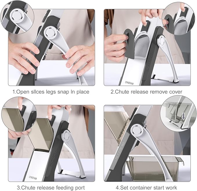 Safe Mandoline Slicer for Kitchen, 5 in 1 Vegetable Food Chopper for Potato