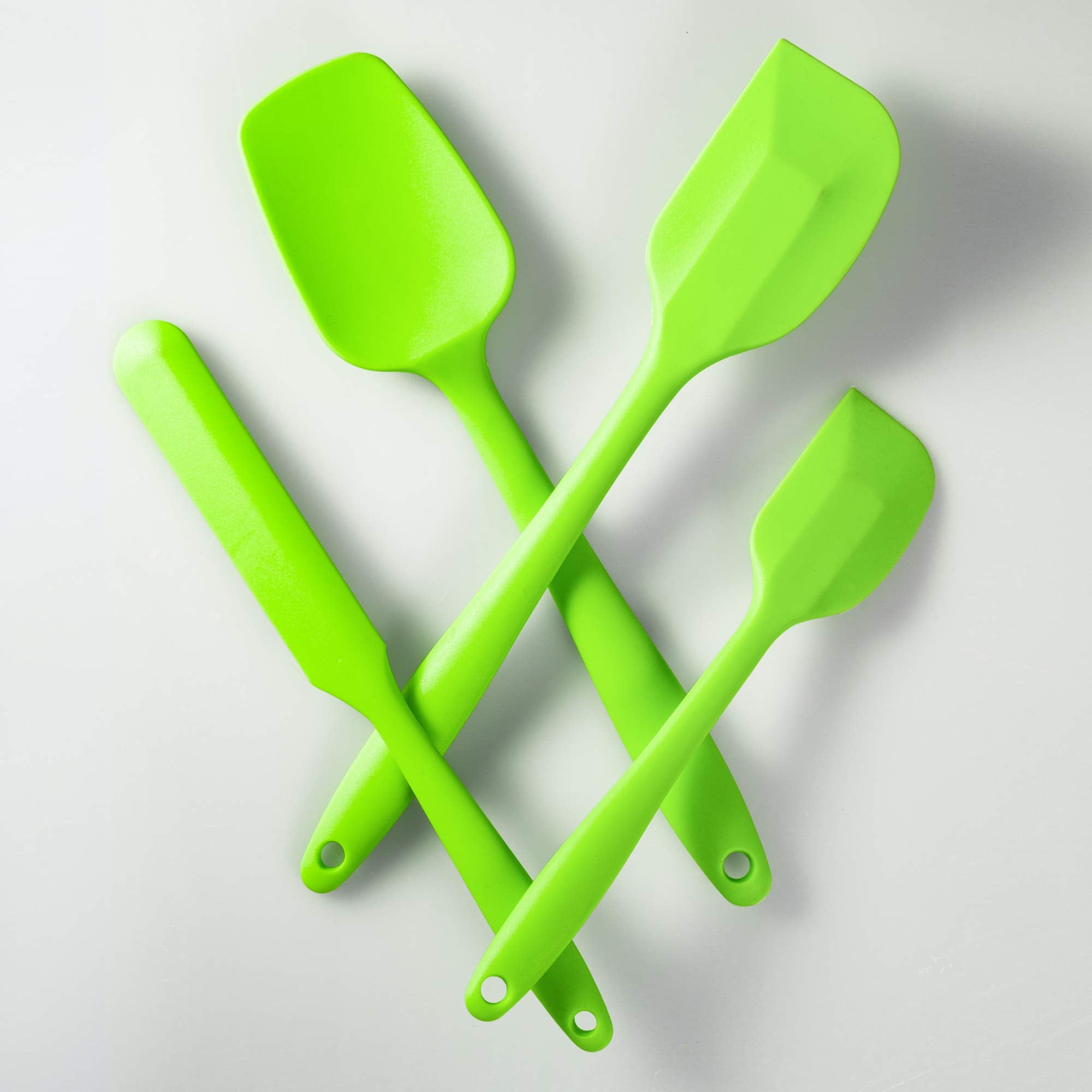 JXWING 4-Piece Silicone Spatula Set with Stainless Steel Core, Green