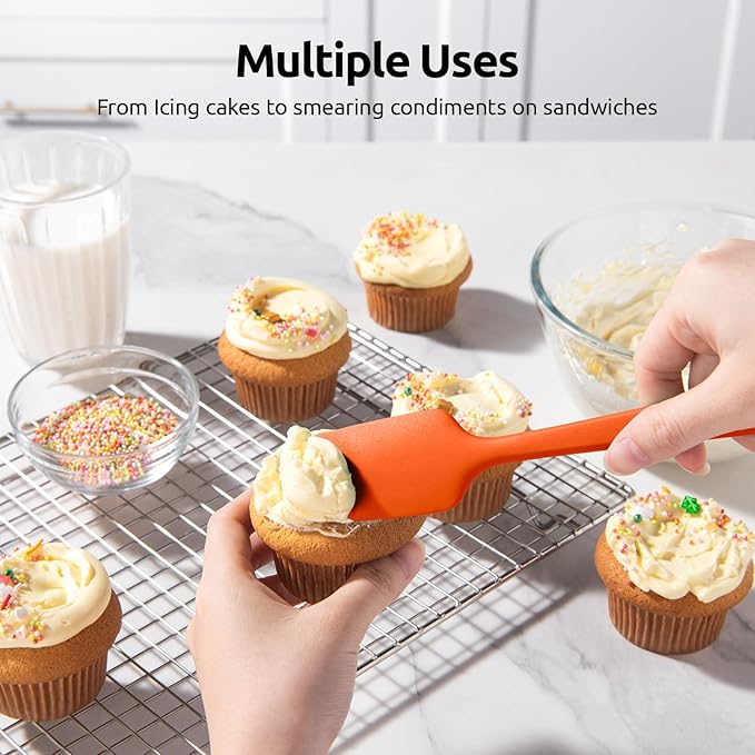 U-Taste Silicone Spatula Set, 600ºF High Heat Resistant, 3-Pcs, Multicolor