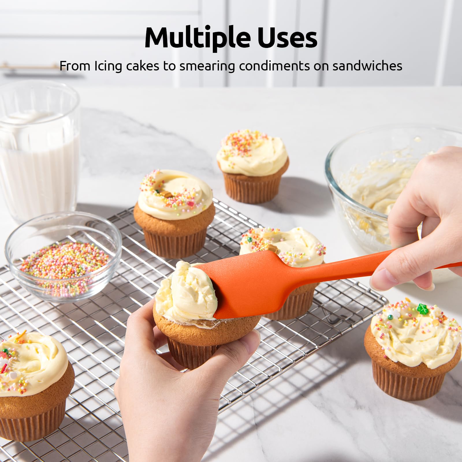 U-Taste Silicone Spatula Set, 600ºF High Heat Resistant, 3-Pcs, Multicolor