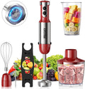 Immersion Blender Handheld 1200W, 5-in-1 Hand Blenders, 20 Speeds Hand Mixer, Stainless Steel Blades, Milk Frother Wand, Whisk, Beaker, Suitable for Kitchen, Protein Shakes and Baby Food