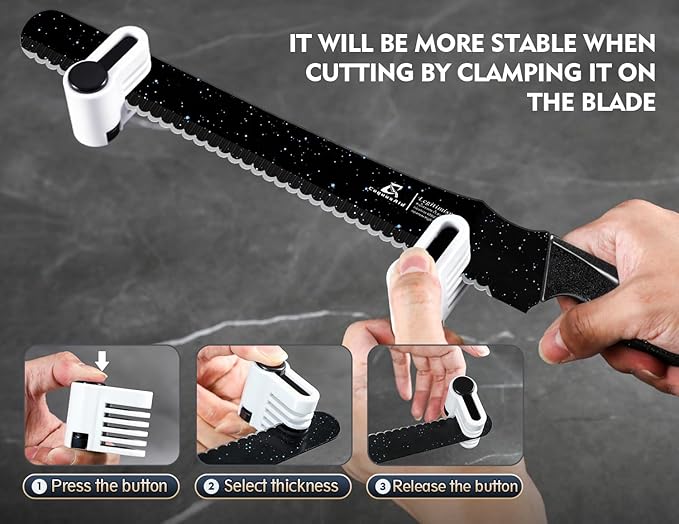CoquusAid Upgrade Bread Knife for Homemade Bread, World‘s 1st Double Serrated Knife for Crusty Sourdough, 11.6 Inch Stainless Steel Bread Slicer, Professional Sourdough Cutter, Ideal Gift, Black
